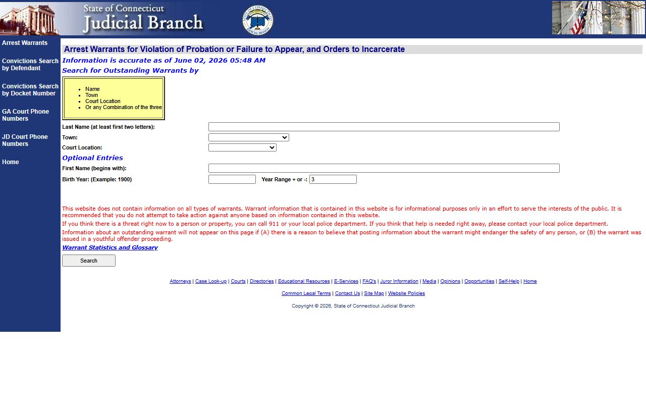 Fairfield County Connecticut arrest warrant lookup for court records after an arrest